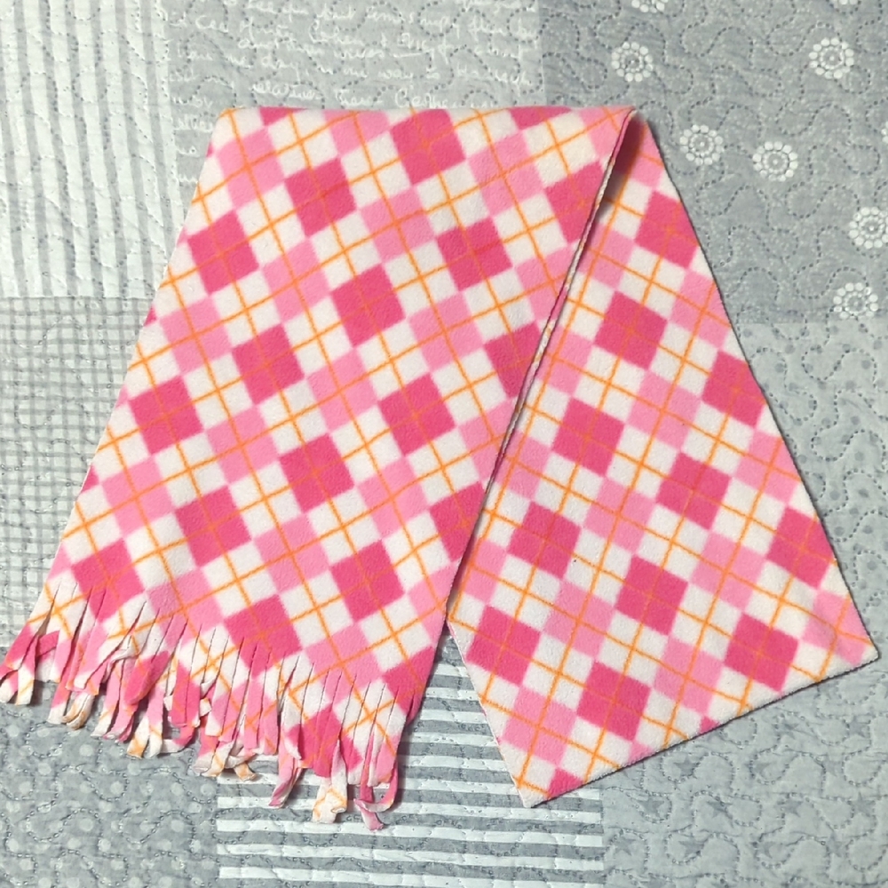 Ardene Pink and Orange Argyle Scarf